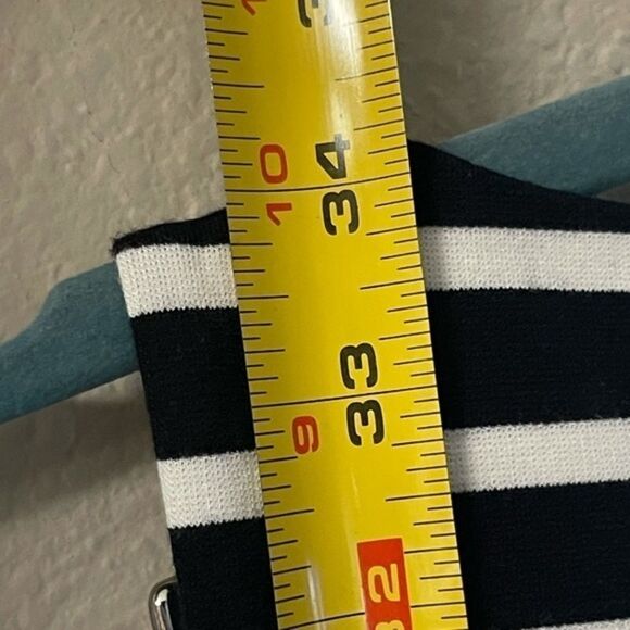 Michael Kors - black / white stripe stretch dress with buckle straps - Picture 5 of 7